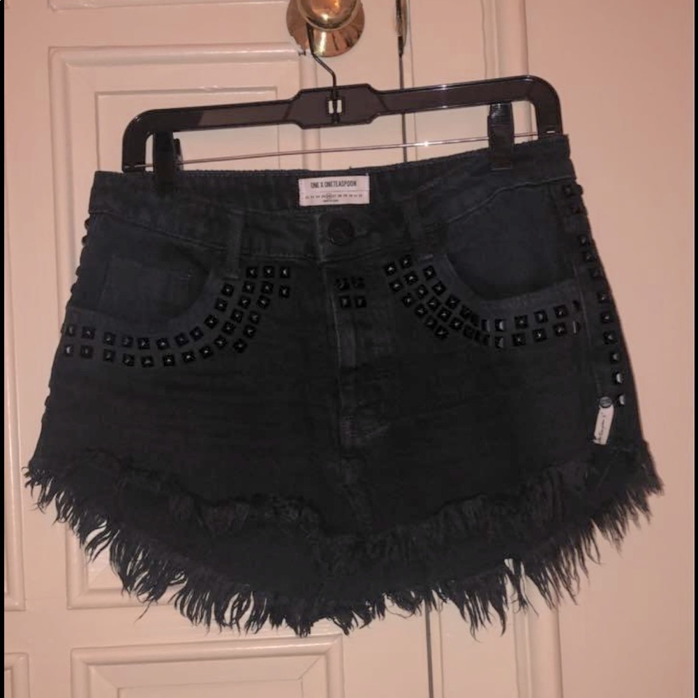 One Teaspoon Studded Jean Skirt